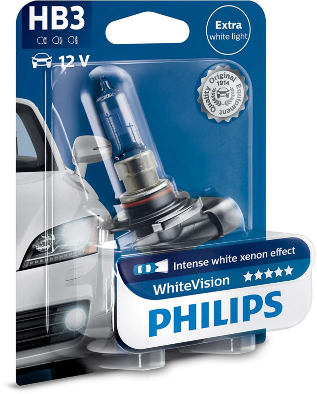 Philips White Vision HB3 pære med Xenon Effekt & +60% mere lys (1 stk) thumbnail