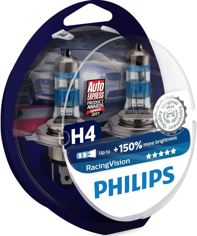 Philips Racing Vision H4 pærer +150% mere lys ( 2 stk) thumbnail
