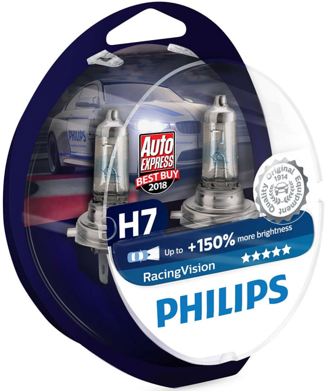 Philips Racing Vision H7 pærer +150% mere lys ( 2 stk) thumbnail