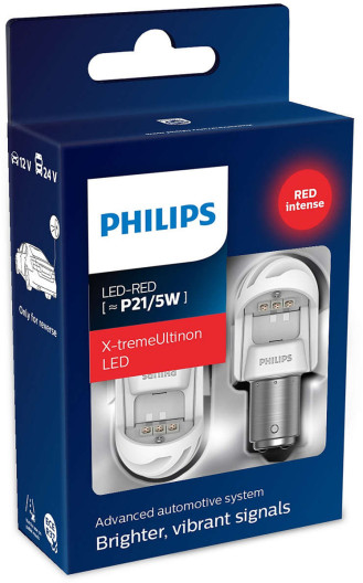 P21/5W LED-RED X-TremeUltinon Baglygtepærer sæt fra Philips (2 stk) P21/5W LED-RED X-TremeUltinon Baglygtepærer sæt fra Philips (2 stk)