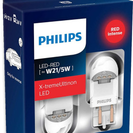 Philips X-tremeUltinon W21/5W LED-RED, Gen2, Baglygte/bremselys pærer (2stk) med op til 12 års levetid