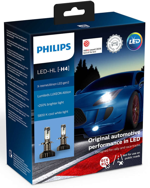 Philips X-treme Ultinon H4 LED gen2 +250% mere lys ( 2 stk.) thumbnail