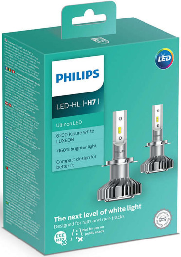 11972ulwx2 H7, Philips Ultinon +160% mere lys | LED pærer sæt