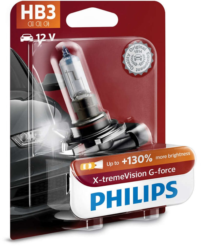 Philips HB3 X-tremeVision G-force pærer +130% mere lys ( 1 stk) thumbnail