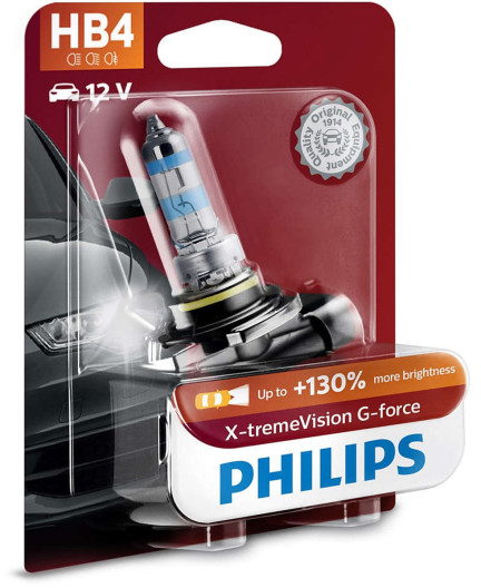 9006XVGB1 Philips HB4 X-tremeVision G-force +130% mere lys, 1 stk. blister pakke 9006XVGB1 Philips HB4 X-tremeVision G-force +130% mere lys, 1 stk. blister pakke