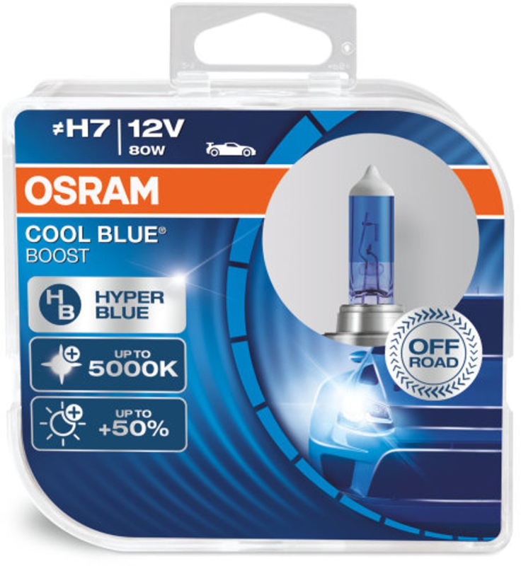 Osram H7 Cool Blue Boost pærer med +50% mere lys, (2 stk) pakke thumbnail