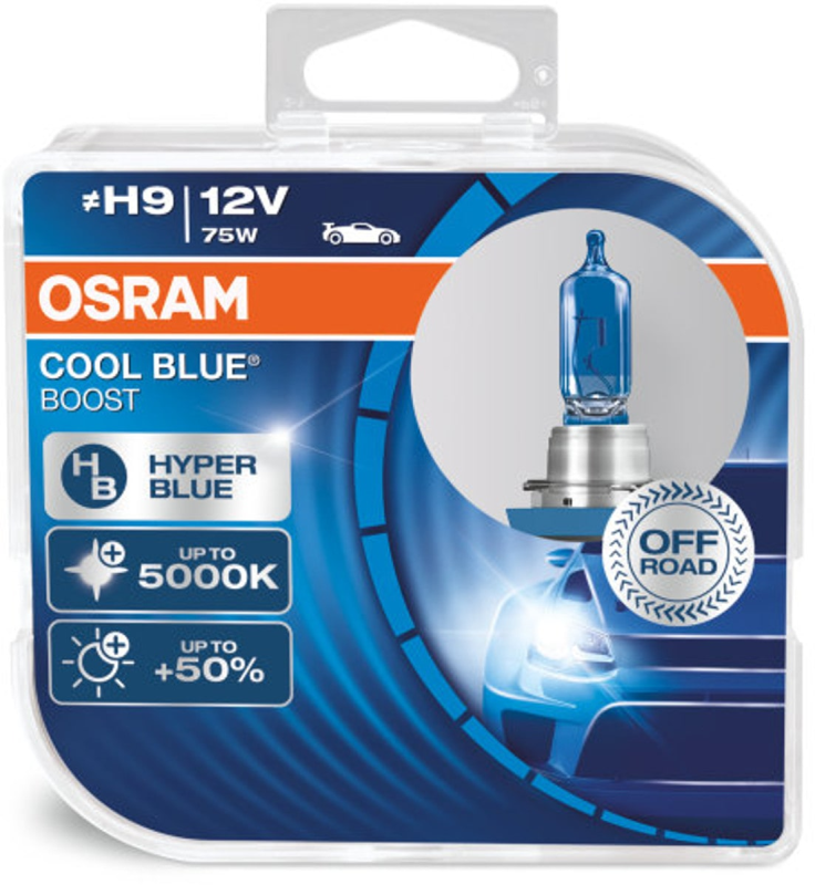 Osram H9 Cool Blue Boost pærer med +50% mere lys, (2 stk) pakke thumbnail