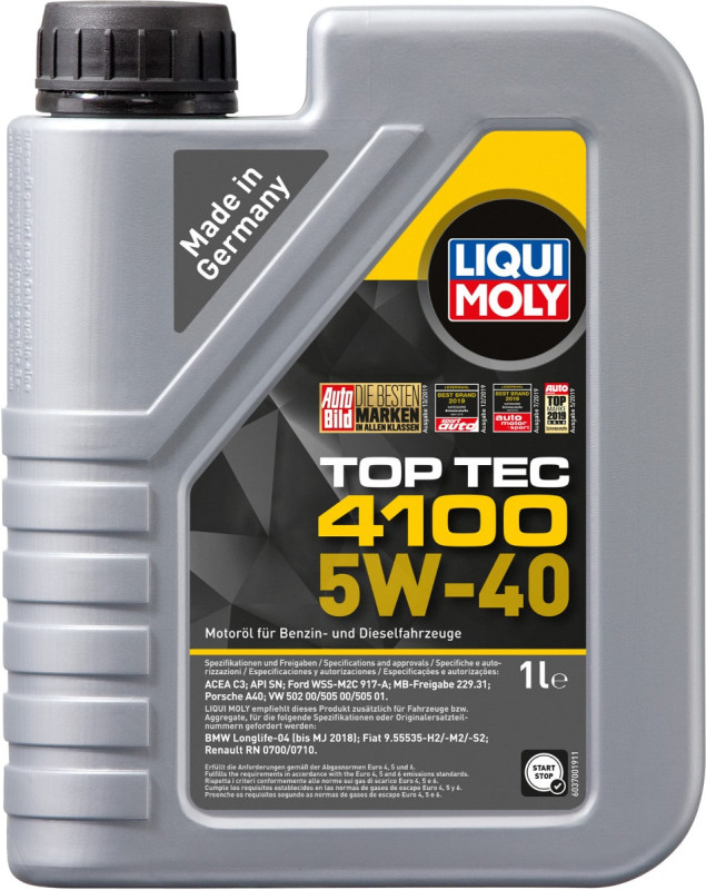 Top tec 4100 Liqui moly 5W40 Motorolie i 1 liters dunk thumbnail