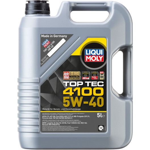 5 liters Top Tec 4100 Motorolie 5w40 fra Liqui Moly 