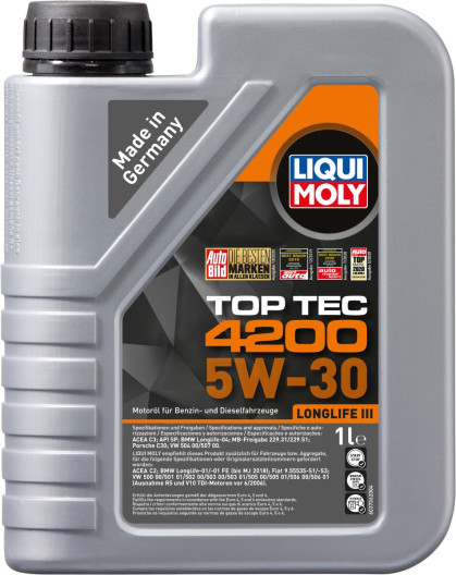 Top tec 4200 motorolie i 1 liters dunk fra Tyske Liqui Moly (art nr. 8972) Top tec 4200 motorolie i 1 liters dunk fra Tyske Liqui Moly (art nr. 8972)