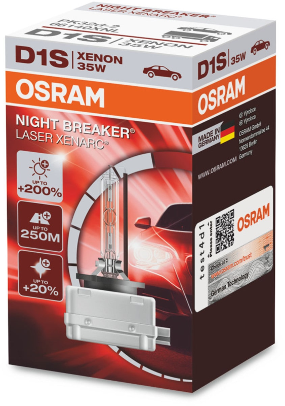 Osram D1S Night Breaker Laser Xenon pære med +200% mere lys (1 stk) thumbnail