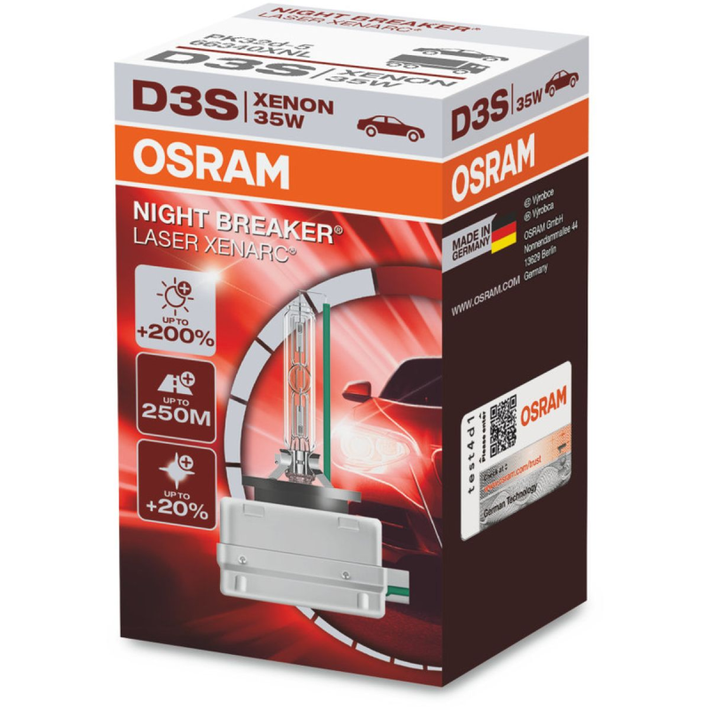 Osram D3S Night Breaker Laser Xenon pære med +200% mere lys (1 stk) thumbnail