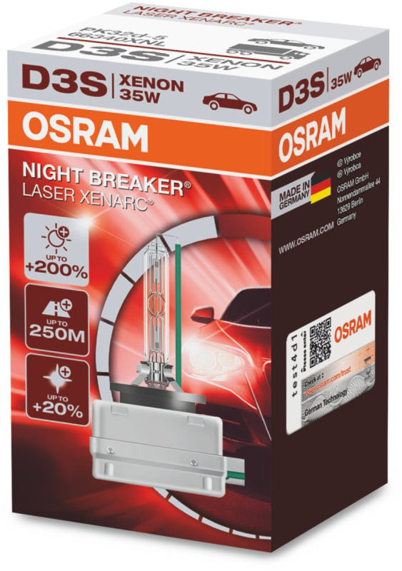 Osram D3S Night Breaker Laser Xenon pære med +200% mere lys (1 stk) thumbnail