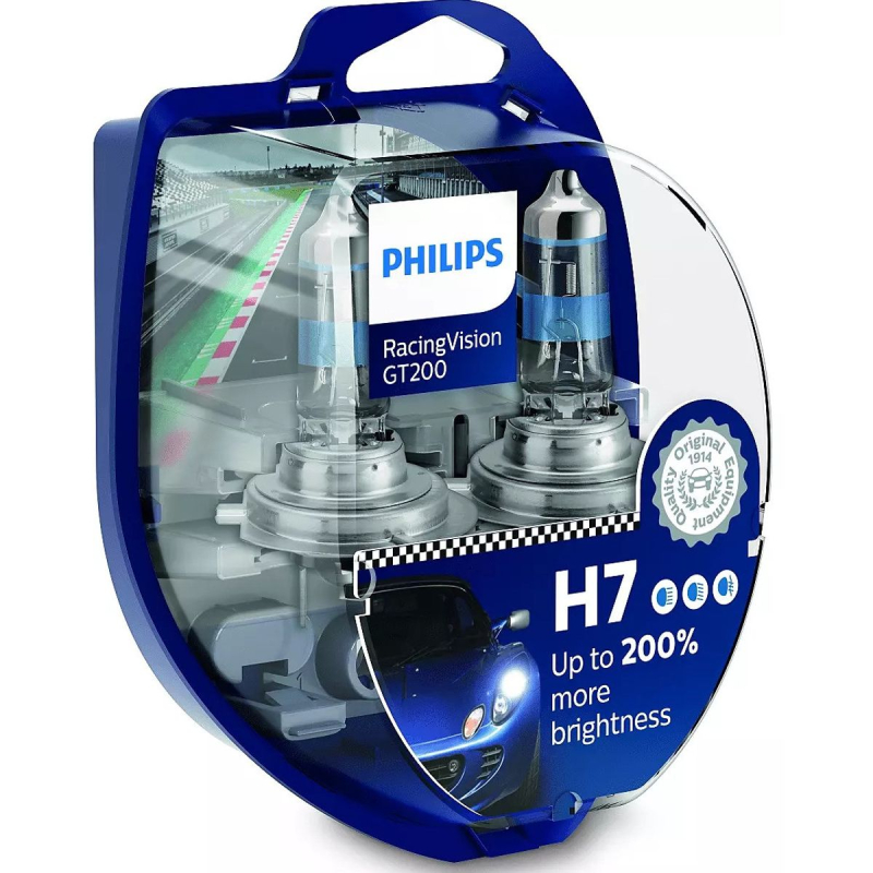 Philips Racing Vision GT200 H7 pærer +200% mere lys ( 2 stk) thumbnail