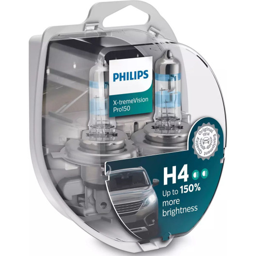 12342XVPS2 H4 Philips X-TremeVision Pro150 med +150% mere lys - KN-Auto.dk