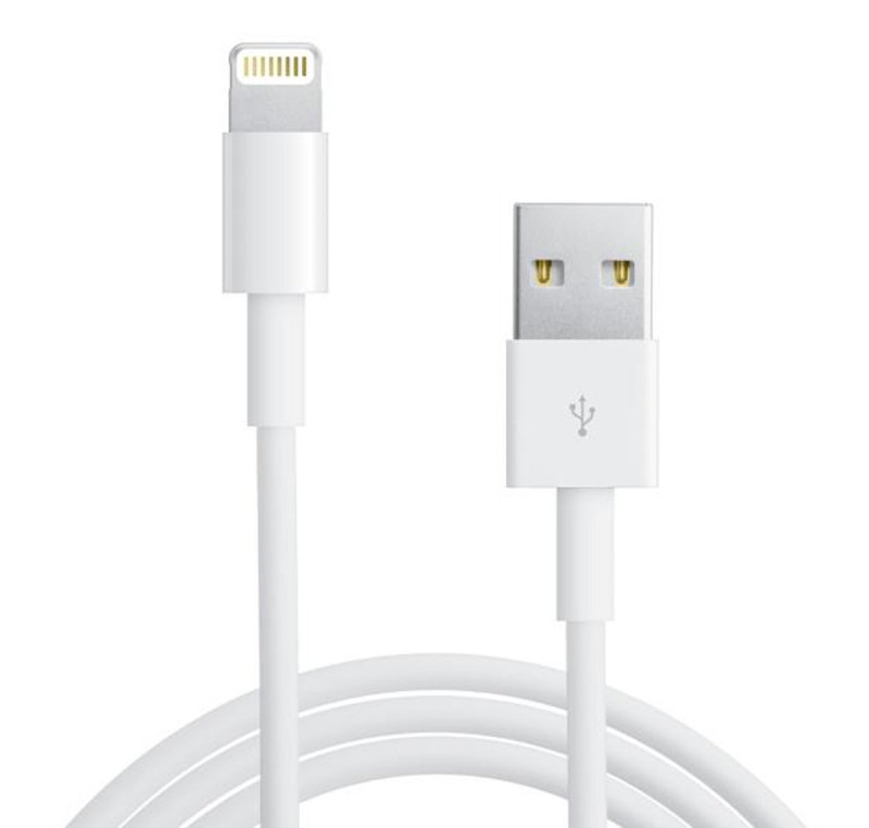 Ladekabel til Apple enheder, Lightning / USB-A stik, hvid og 2 meter lang