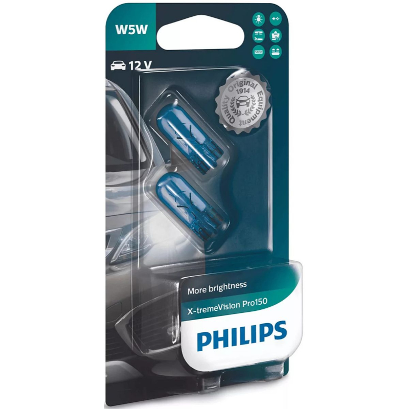 Philips X-Treme Vision Pro150 W5W pærer +150% mere lys (2 stk) thumbnail