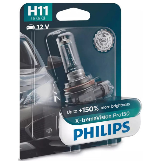 12362XVPb1 H11 Philips X-TremeVision Pro150 med +150% mere lys - KN-Auto.dk 12362XVPb1 H11 Philips X-TremeVision Pro150 med +150% mere lys - KN-Auto.dk