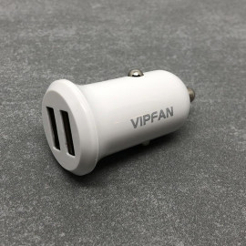 USB Billader, 12/24V, dobbelt USB udtag, hvid, VipFan