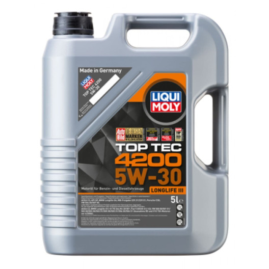 Top tec 4200 motorolie i 5 liters dunk fra Tyske Liqui Moly