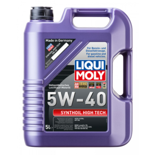 5w40 Fuld syntetisk Motorolie fra Liqui Moly i 5 liters dunk