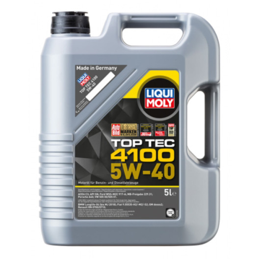 4100 Top tec Motorolie 5w40 i 5 liters dunk fra Liqui Moly 