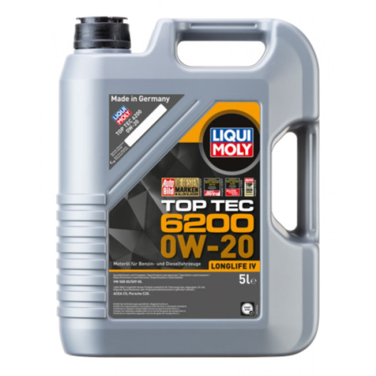 Toptec 6200 0W20 motorolie i 5 liters dunk fra Liqui Moly