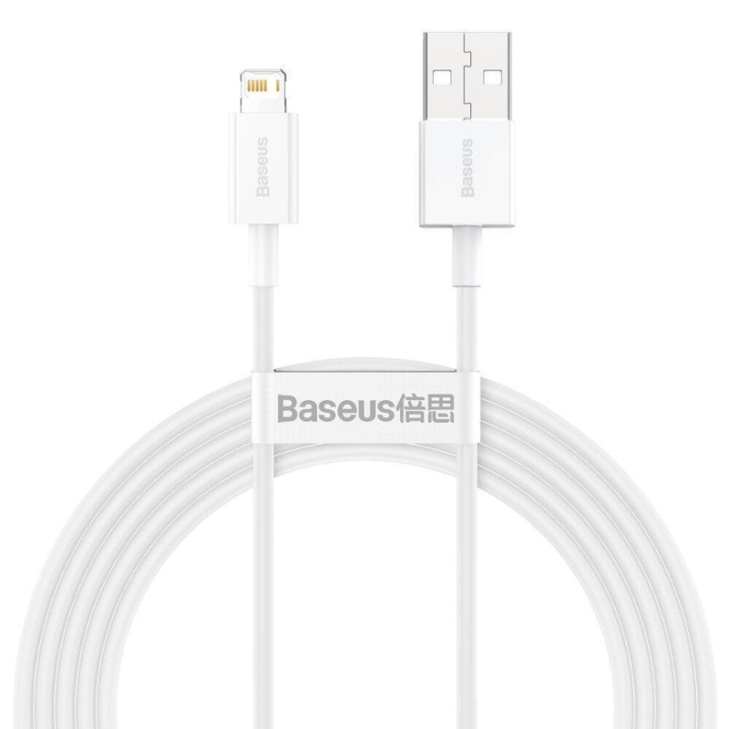 Ladekabel til Apple, Lightning-USB, Datakabel, 2m, Hvid thumbnail