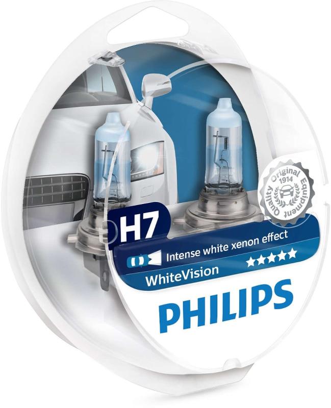 Philips White Vision H7 pære med Xenon effekt & +60% mere lys 2 stk + (2stk. W5W) thumbnail