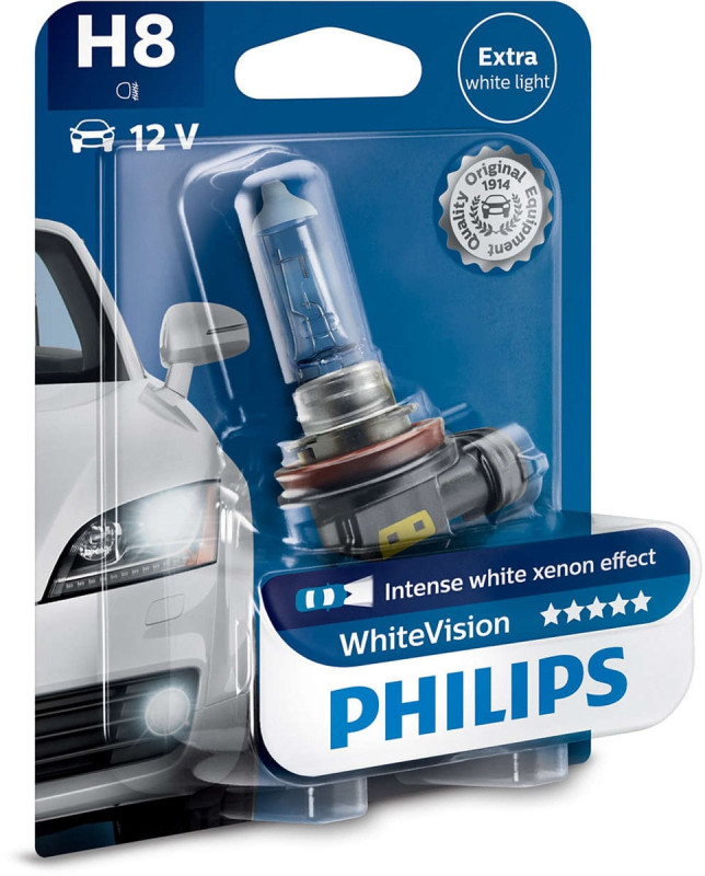 Philips White Vision H8 pære med Xenon effekt & +60% mere lys (1 stk) thumbnail