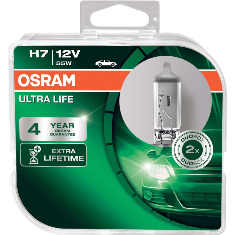 Osram H7 Ultra life pærer (2 stk. pak) 4 års Osram Garanti thumbnail