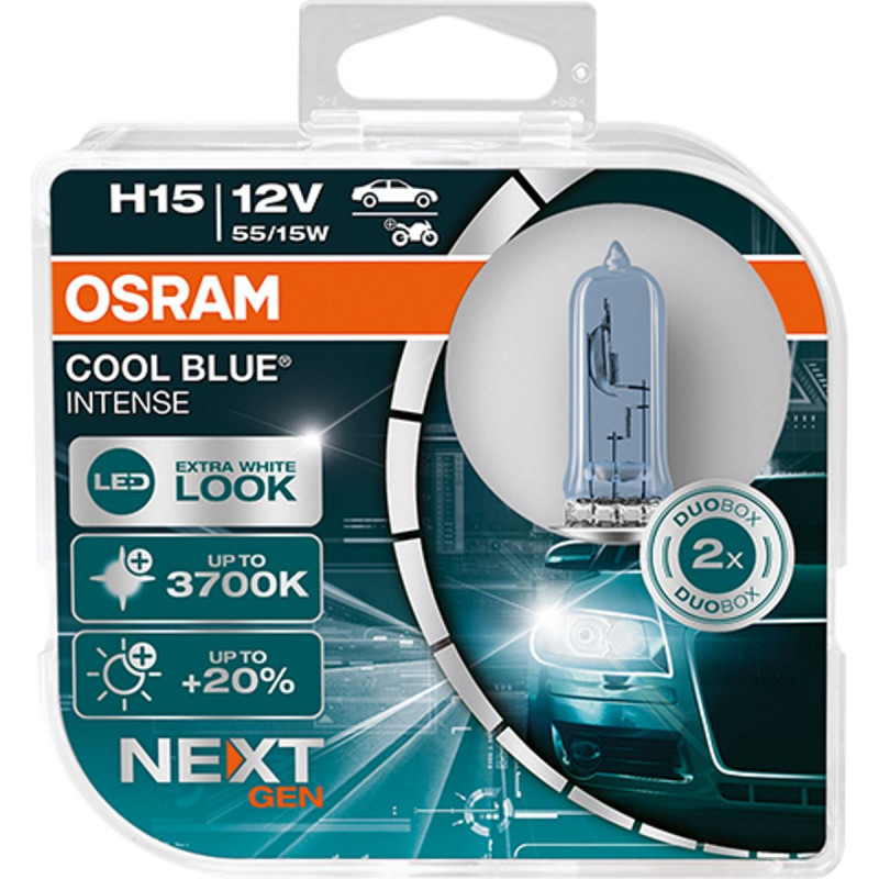 64176cbn H15 Osram Cool Blue Intense NEXT GEN pærer sæt (2 stk) 