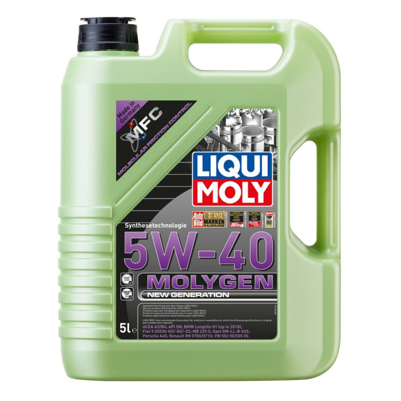 5W40 Molygen New generation motorolie fra Liqui Moly, i 5l dunk
