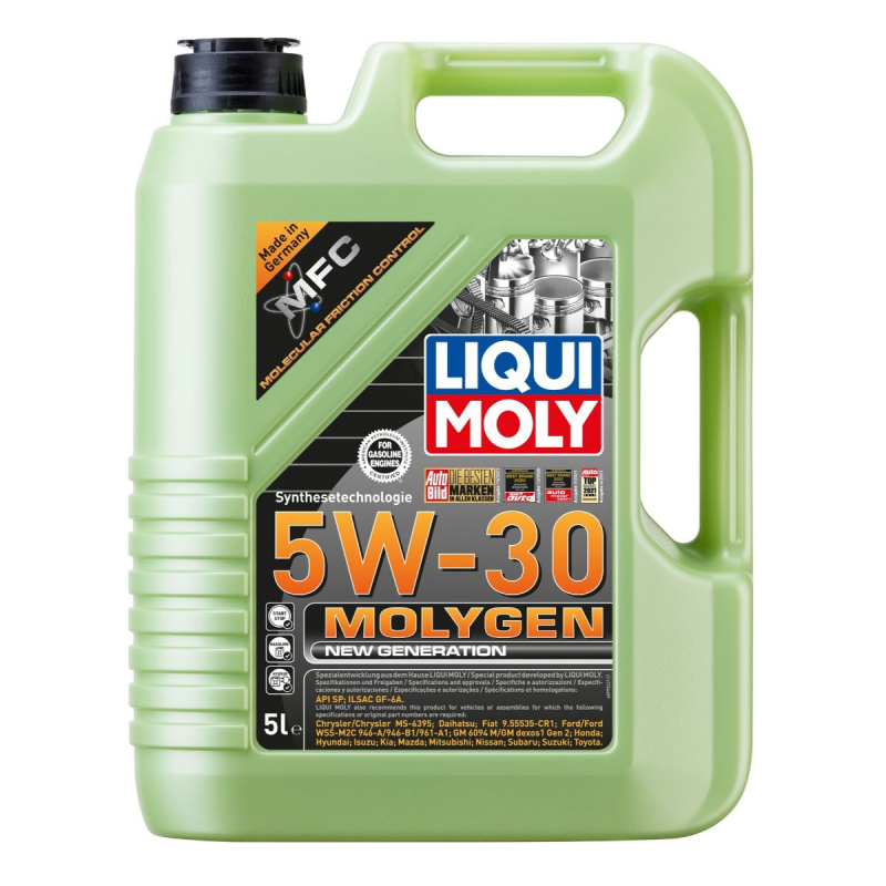 Se 5W30 Molygen New generation motorolie fra Liqui Moly, i 5l dunk hos KN-Auto.dk