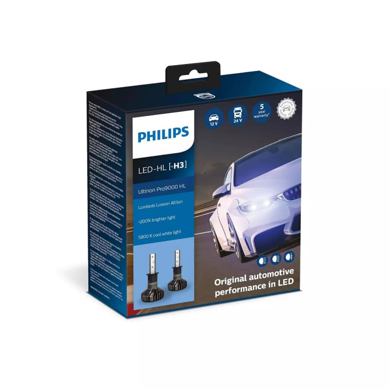 Philips Ultinon Pro9000 H3 LED +200% mere lys (2 stk.)