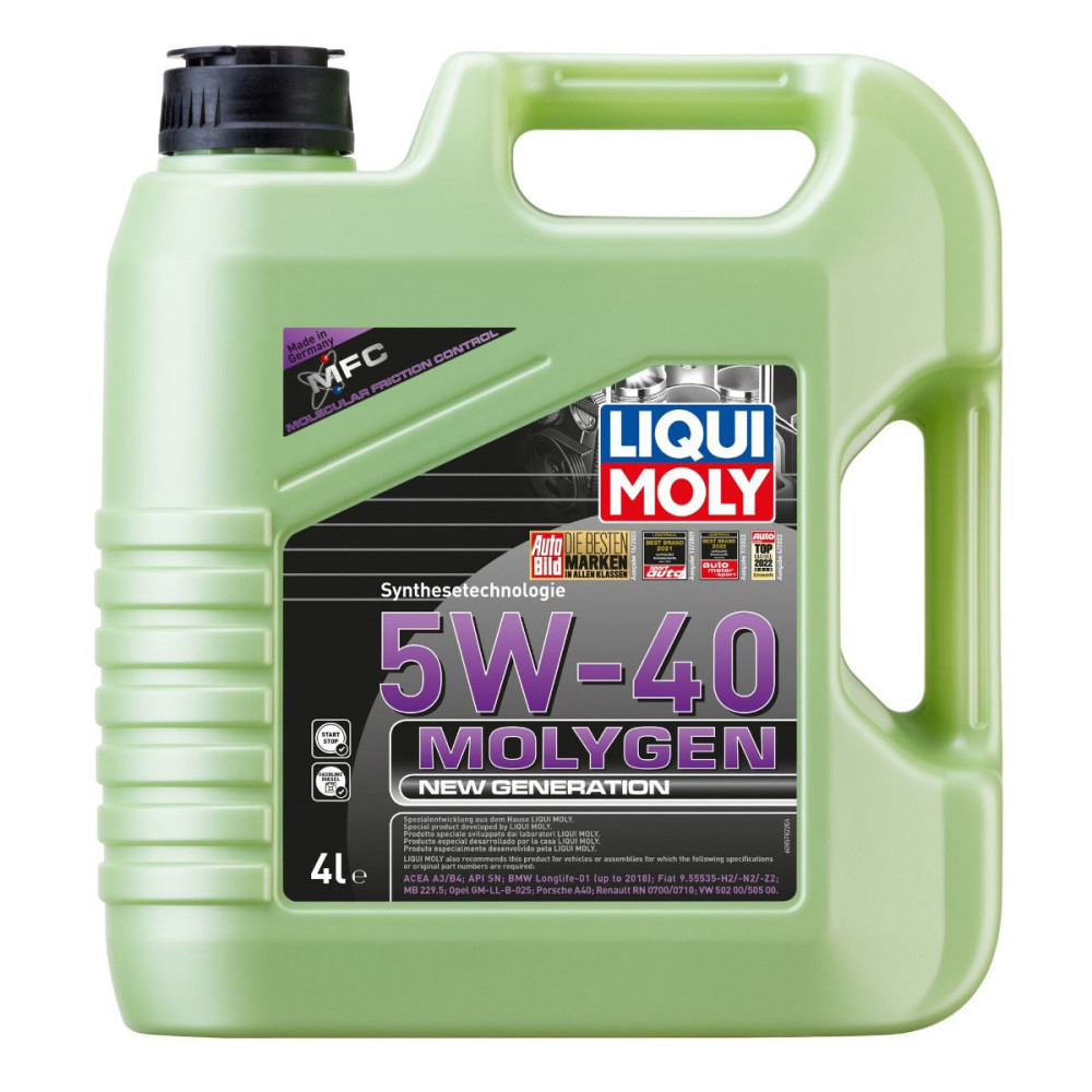 5w40 motorolier, Molygen new generation fra Liqui Moly i 4 liters dunk