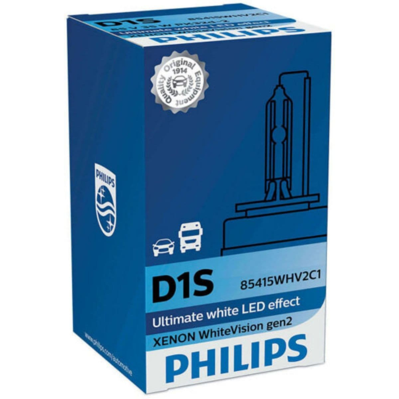 Philips D1S WhiteVision gen2 Xenonpære med +120% mere lys (1 stk) thumbnail