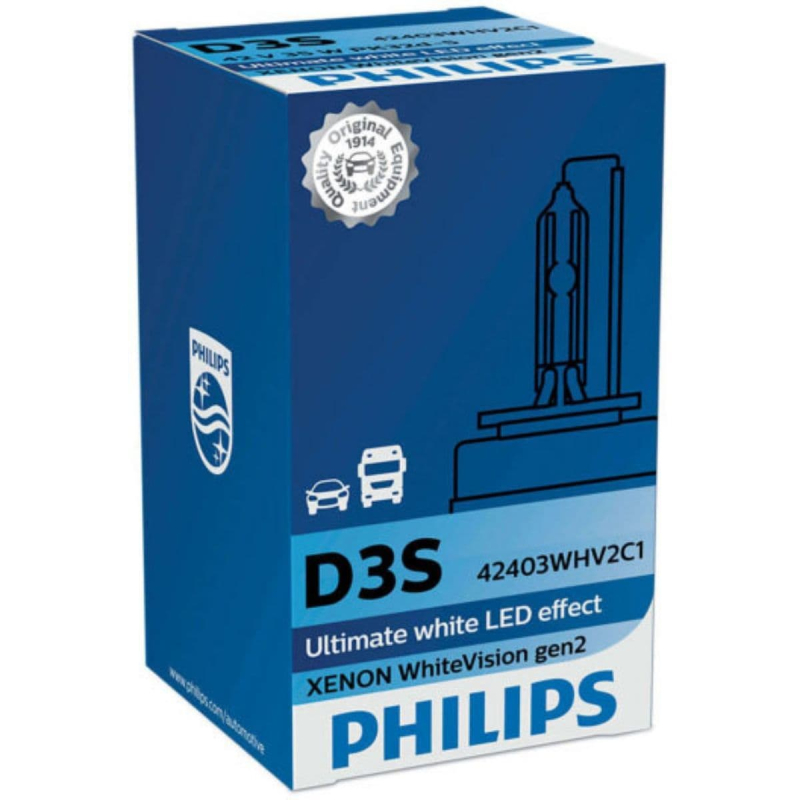 Philips D3S WhiteVision gen2 Xenonpære med +20% mere lys (1 stk)