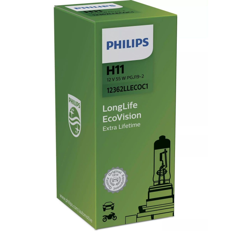 Philips H11 LongLife EcoVision pære med op til 4x længere levetid