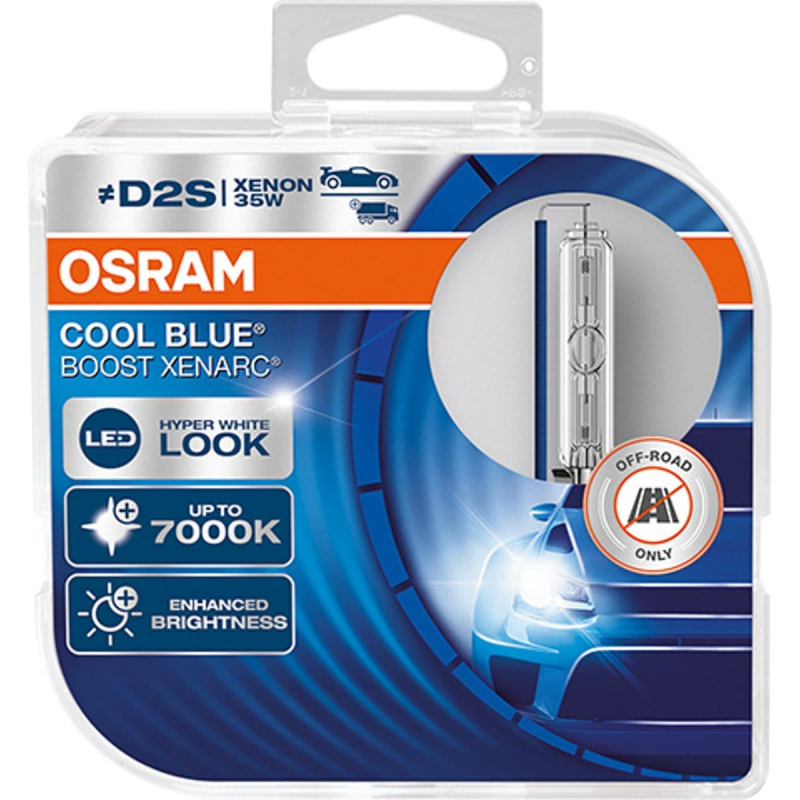 Osram D2S Cool Blue Boost Xenon pærer sæt, op til 7000 Kelvin (2 stk)