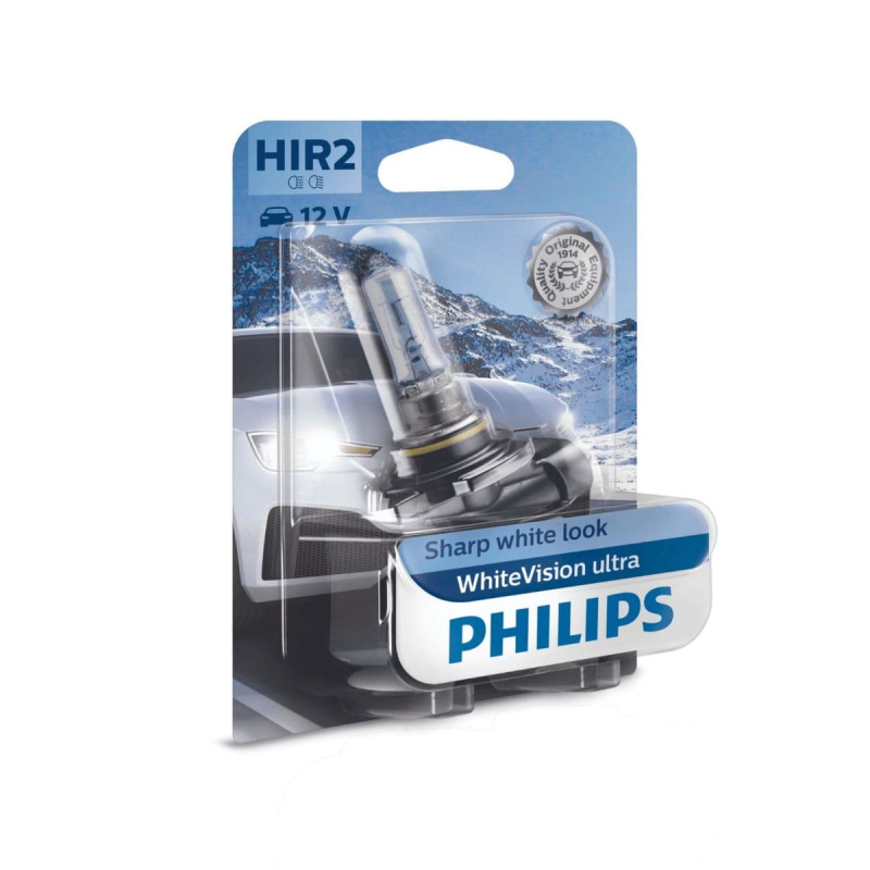 Philips HIR2 WhiteVision Ultra pærer med Xenon effekt & +60% mere lys 1 stk