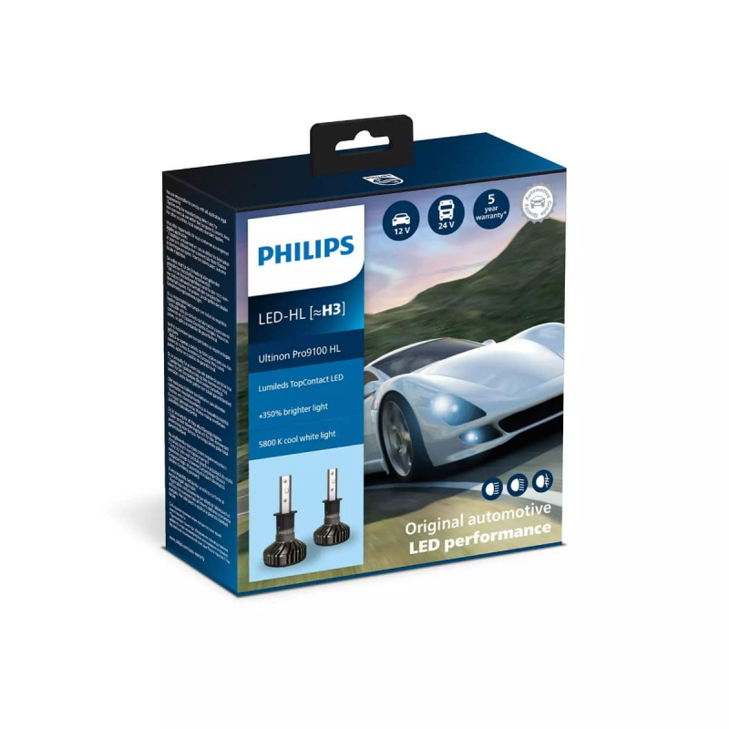 Philips Ultinon Pro9100 H3 LED +350% mere lys (2 stk.) thumbnail