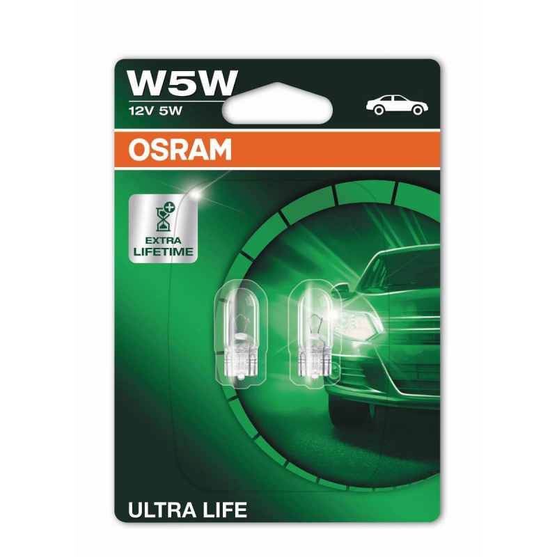 Osram W5W Ultra Life pærer (2 stk) op til 4x længere levetid thumbnail