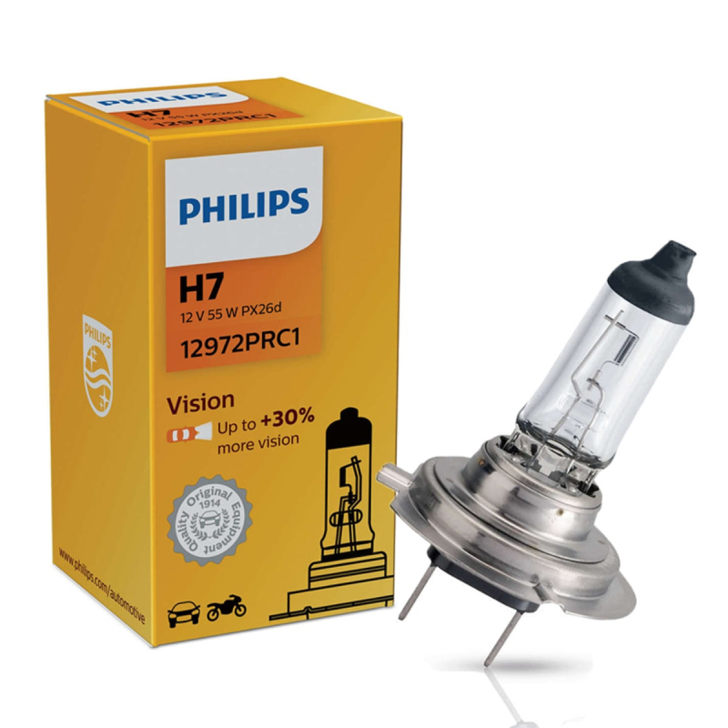 Philips Vision H7 pære, som giver +30% mere lys (1 stk)