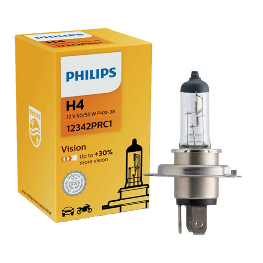 Philips Vision H4 pære med +30% mere lys end std. H4 pærer
