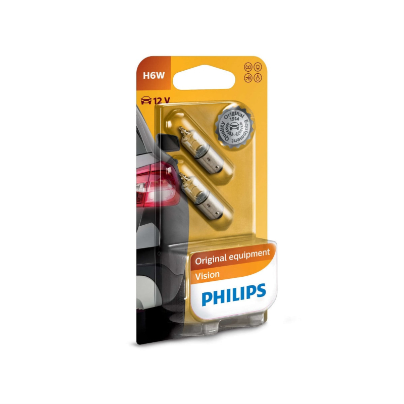 Philips Vision H6W pærer, som giver +30 mere lys (2 stk)