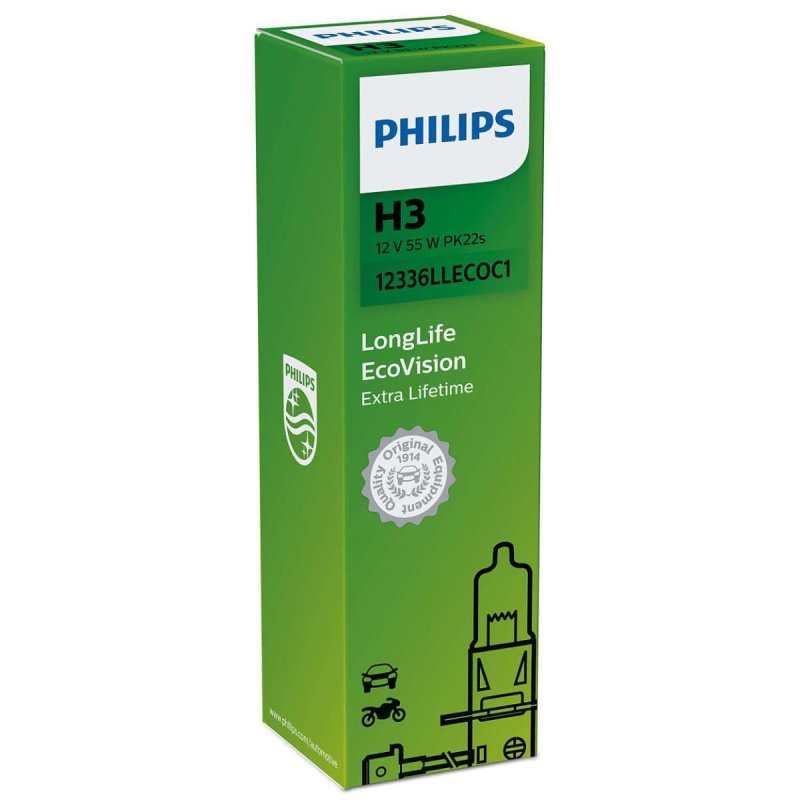 Philips H3 Longlife EcoVision pære med op til 4x længere levetid