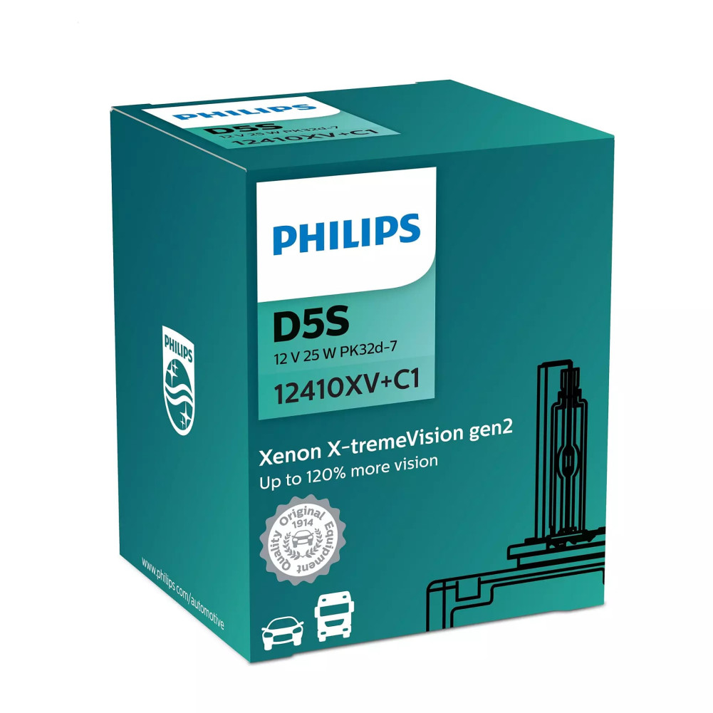 12410xv+C1, D5S X-tremeVision gen2 Xenonpære med op til +120% mere lys fra Philips