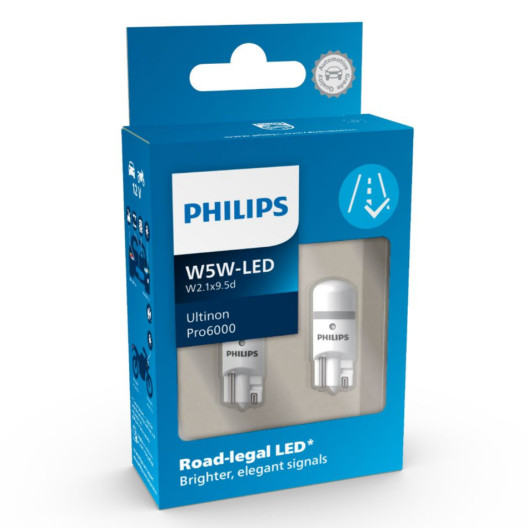 LUM11961HU60X2 W5W/T10 LED Ultinon Pro6000 pærer sæt fra Philips (2 stk.) - lovlige LED pærer LUM11961HU60X2 W5W/T10 LED Ultinon Pro6000 pærer sæt fra Philips (2 stk.) - lovlige LED pærer