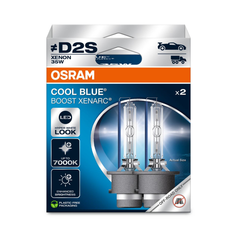 66240 / D2S Cool Blue Boost xenon pærer sæt (2 stk. pærer) fra Osram (( op til 7000 K ))